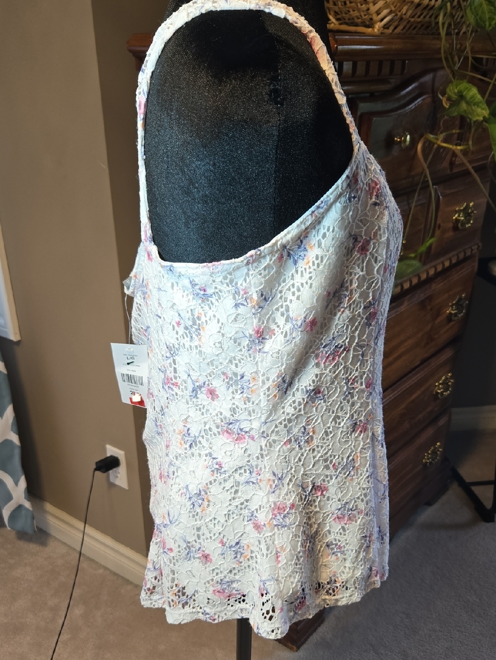 Nwt Lace Cottagecore Floral Flared Tank Top Size Large - Picture 3 of 11